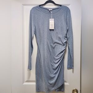 Elegant Gray Long Sleeve Dress